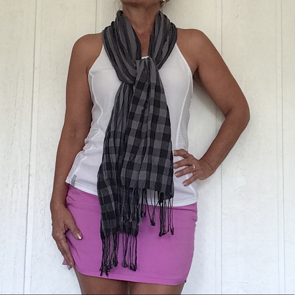 STRIPED AND CHECKED OVERSIZED SCARF